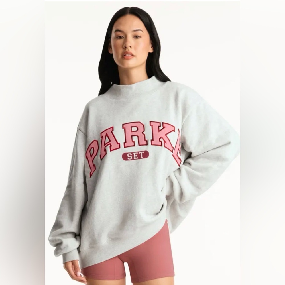 Parke SET X PARKE Varsity Mockneck Sweatshirt in Baked Rhubarb